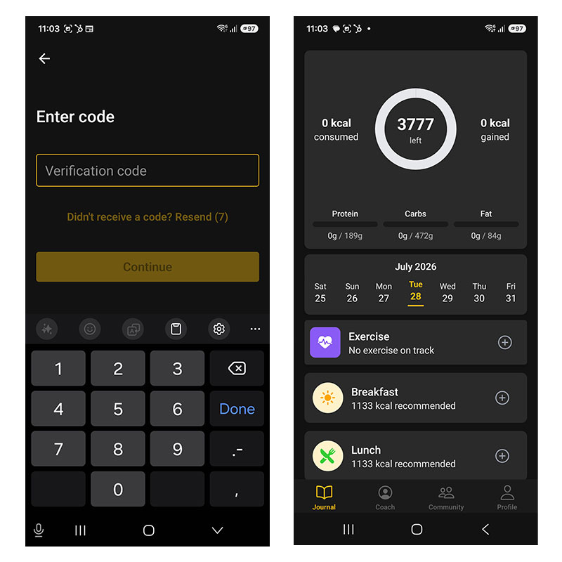 VIVN app verification code entry screen